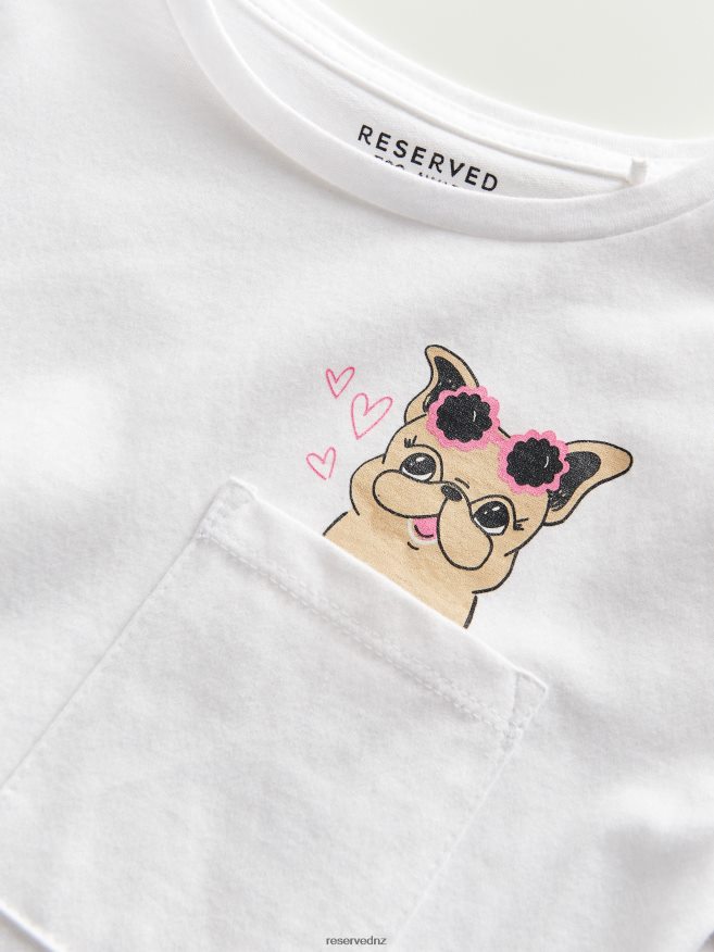 Reserved Girls Cotton T-Shirt With Pocket P6H08T1734 Apparel White