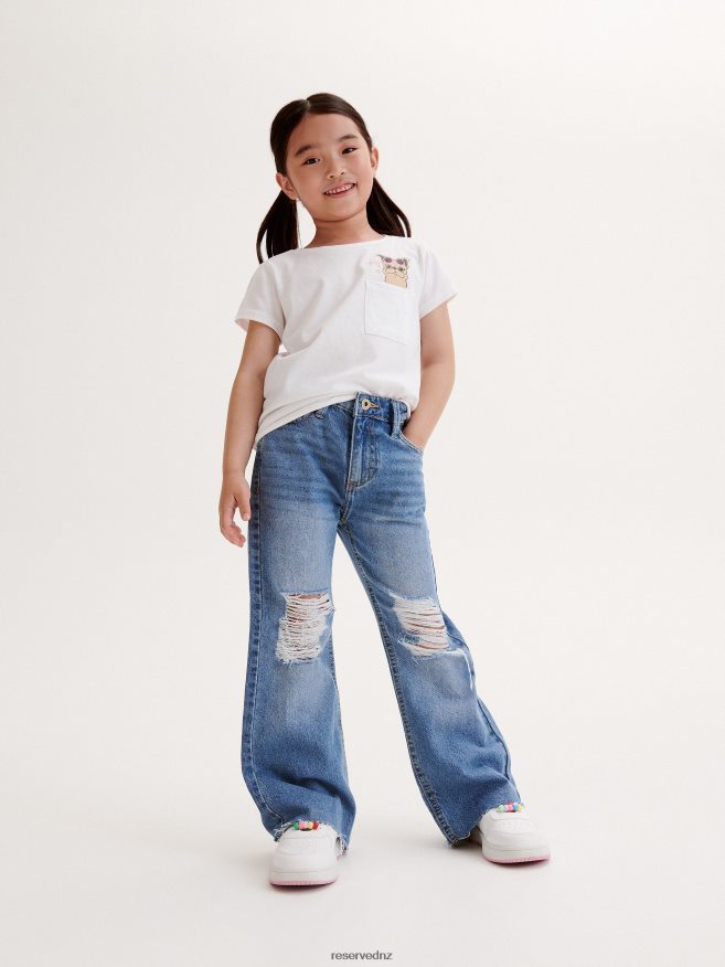 Reserved Girls Cotton T-Shirt With Pocket P6H08T1734 Apparel White