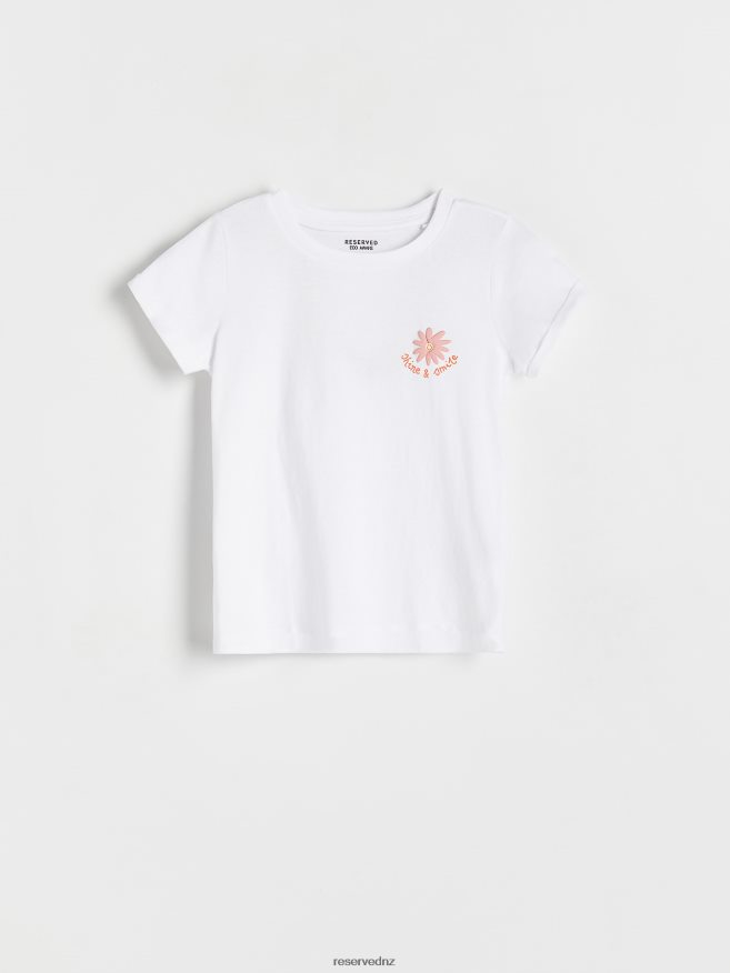 Reserved Girls Cotton T-Shirt With Print P6H08T1806 Apparel White