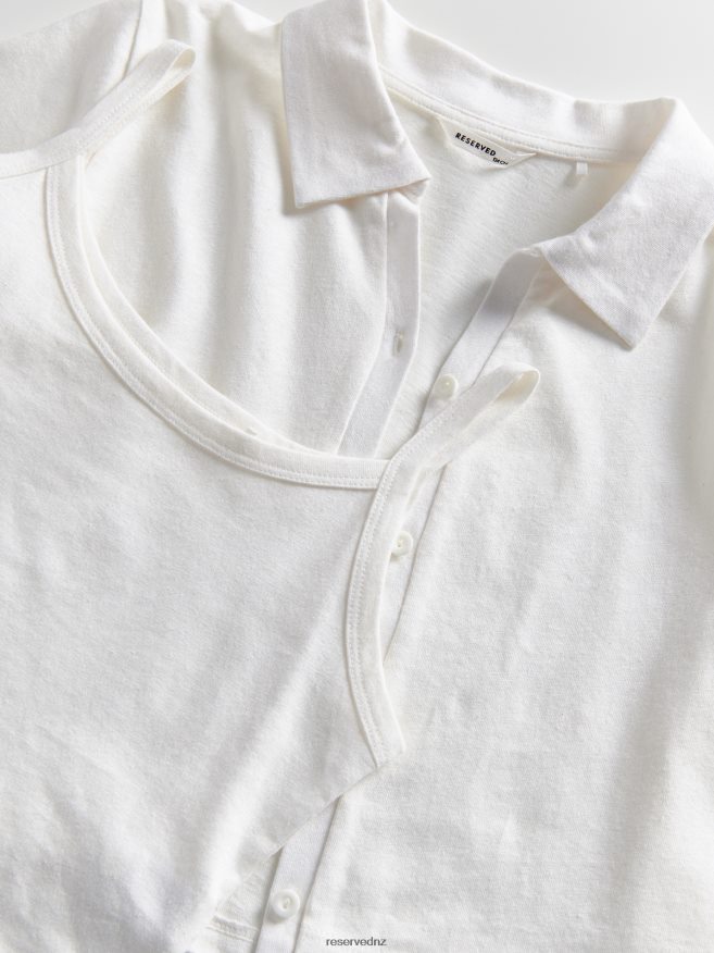 Reserved Girls Linen Blend T-Shirt P6H08T1841 Apparel Cream