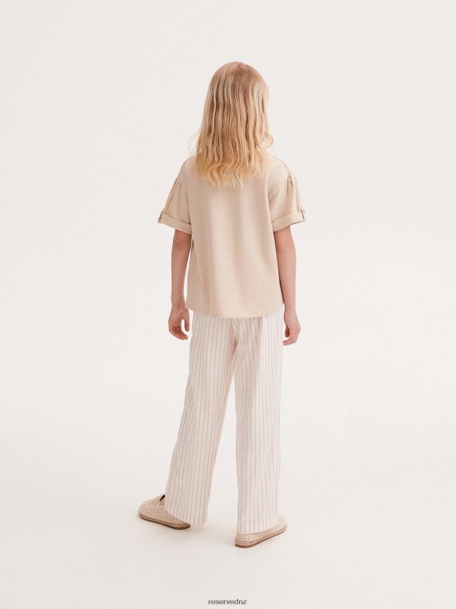 Reserved Girls Linen Blend T-Shirt P6H08T1995 Apparel Nude