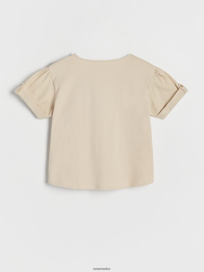 Reserved Girls Linen Blend T-Shirt P6H08T1995 Apparel Nude
