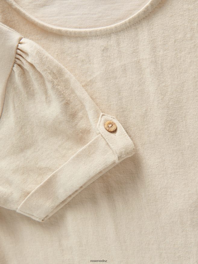 Reserved Girls Linen Blend T-Shirt P6H08T1995 Apparel Nude