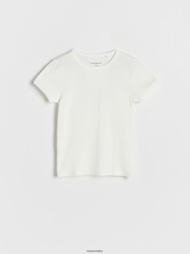 Reserved Girls Rib Knit Cotton Rich T-Shirt P6H08T1855 Apparel Cream