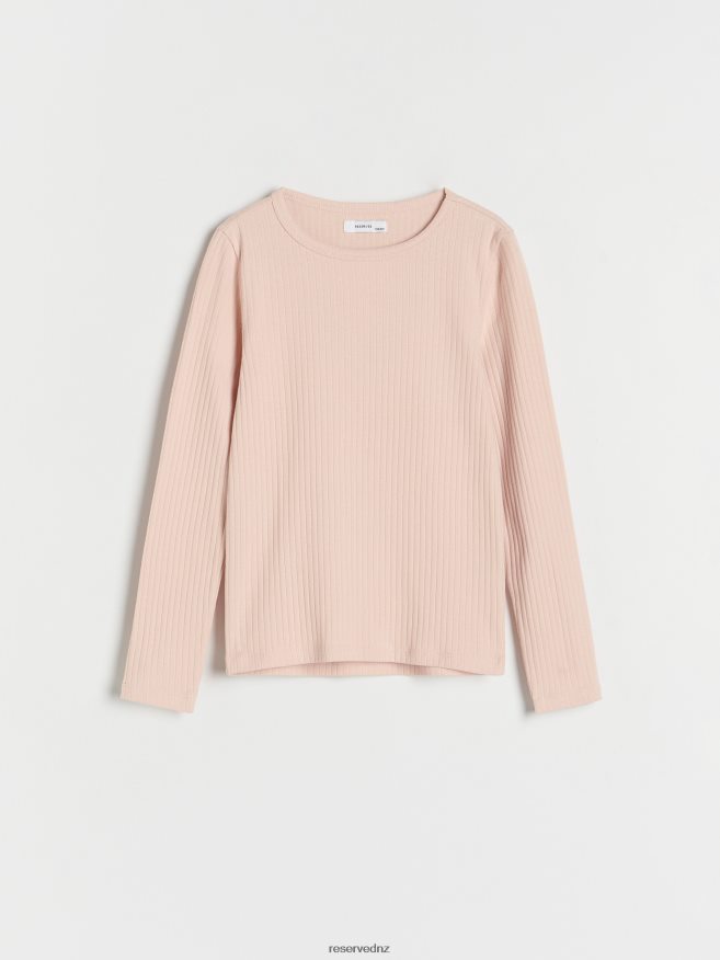 Reserved Girls Rib Knit Long Sleeve T-Shirt P6H08T1843 Apparel Dusty Rose