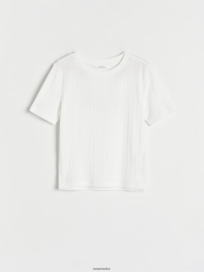 Reserved Girls Rib Knit T-Shirt P6H08T1787 Apparel Cream