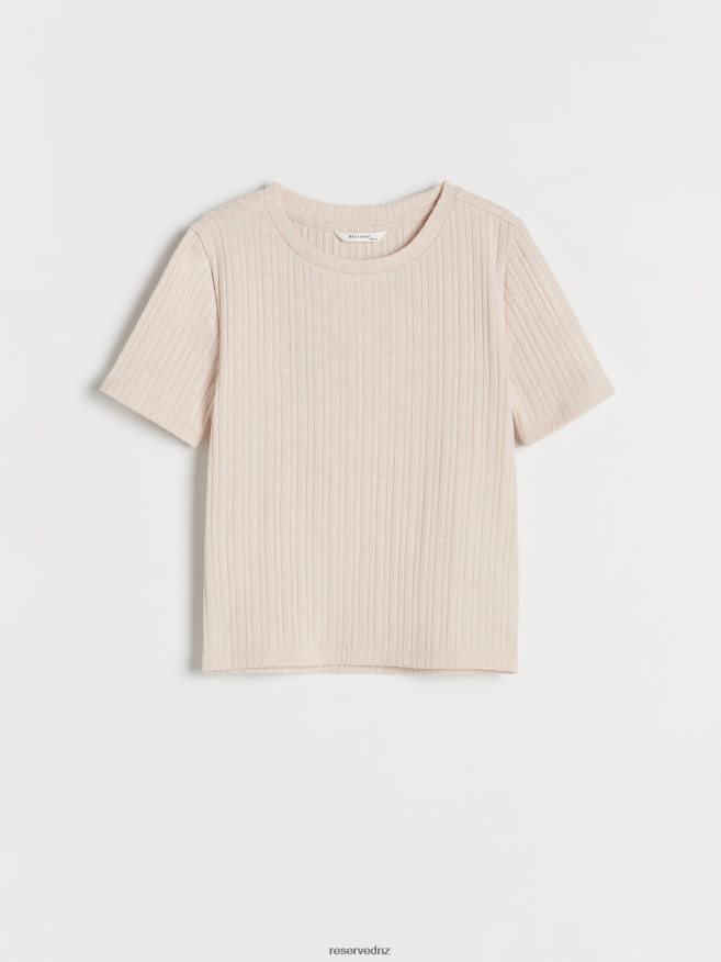Reserved Girls Rib Knit T-Shirt P6H08T1822 Apparel Beige