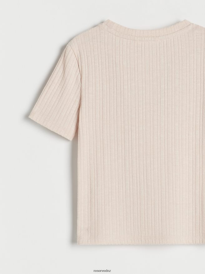 Reserved Girls Rib Knit T-Shirt P6H08T1822 Apparel Beige