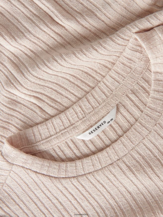 Reserved Girls Rib Knit T-Shirt P6H08T1822 Apparel Beige