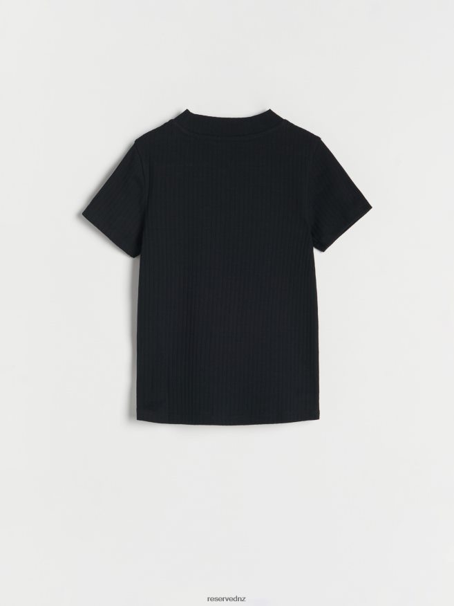 Reserved Girls Rib Knit T-Shirt P6H08T1833 Apparel Black