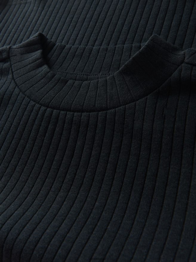 Reserved Girls Rib Knit T-Shirt P6H08T1833 Apparel Black