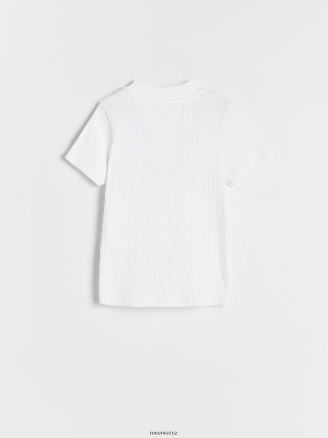 Reserved Girls Rib Knit T-Shirt P6H08T1861 Apparel White