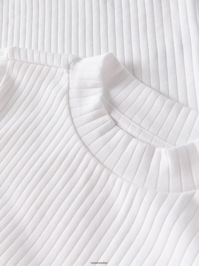 Reserved Girls Rib Knit T-Shirt P6H08T1861 Apparel White