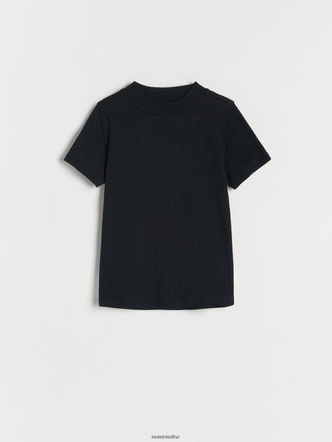Reserved Girls Rib Knit T-Shirt P6H08T1938 Apparel Black