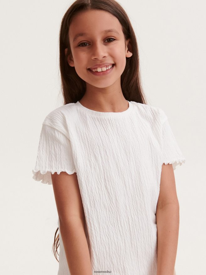 Reserved Girls Structural Fabric T-Shirt P6H08T1751 Apparel Cream