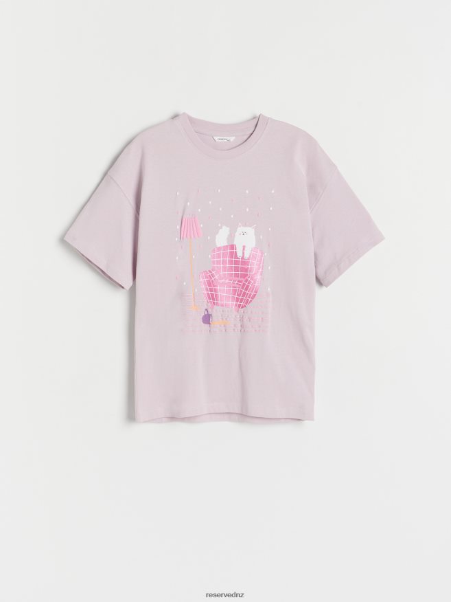 Reserved Girls T-Shirt With Print P6H08T1821 Apparel Lavender