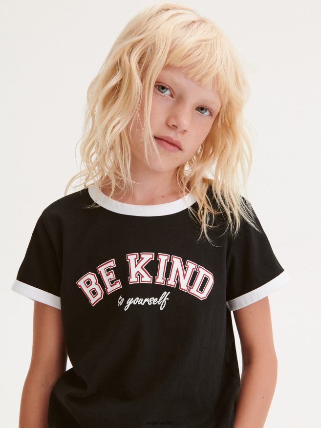 Reserved Girls T-Shirt With Print P6H08T1899 Apparel Black