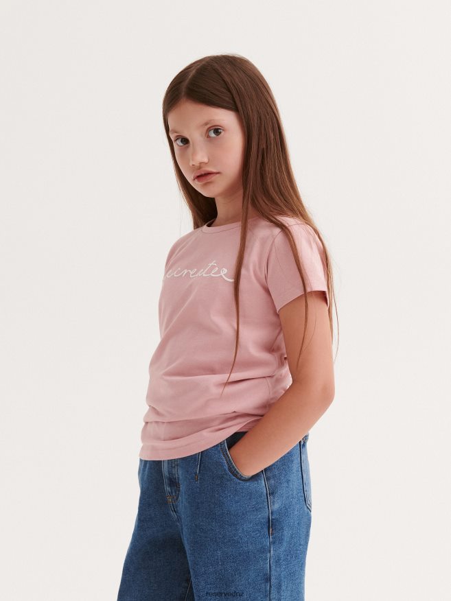 Reserved Girls T-Shirt With Print P6H08T1936 Apparel Dusty Rose