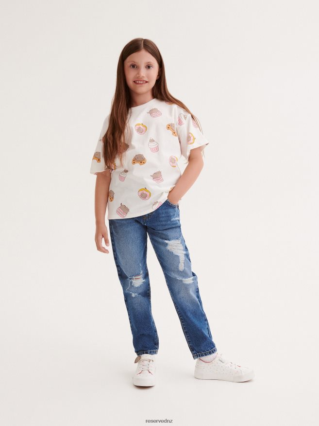Reserved Girls T-Shirt With Pusheen Print P6H08T1716 Apparel Cream