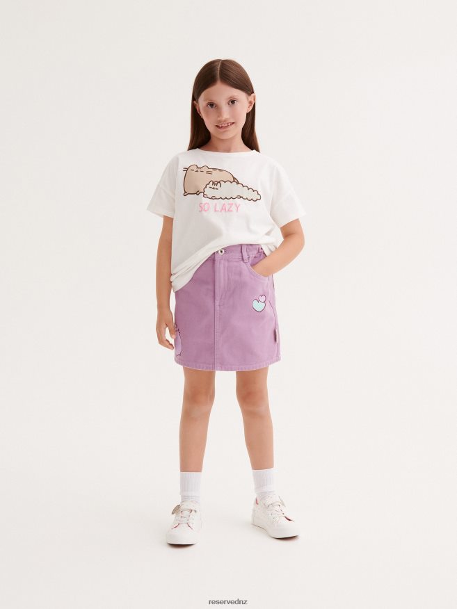 Reserved Girls T-Shirt With Pusheen Print P6H08T1873 Apparel Cream