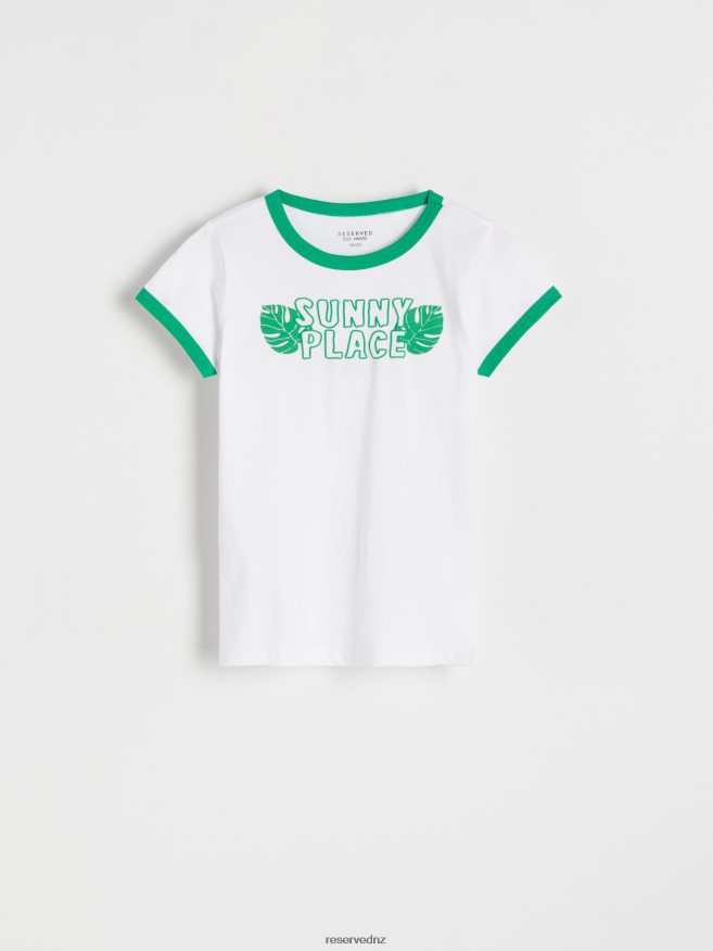 Reserved Girls T-Shirt With Raised Print P6H08T1975 Apparel White