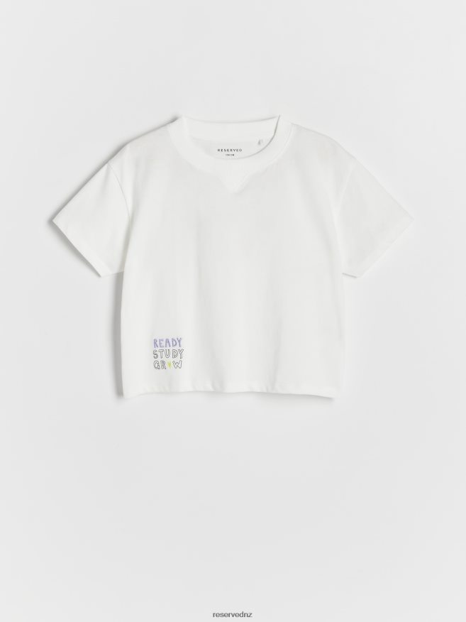 Reserved Girls T-Shirt With Slogans P6H08T1780 Apparel Cream