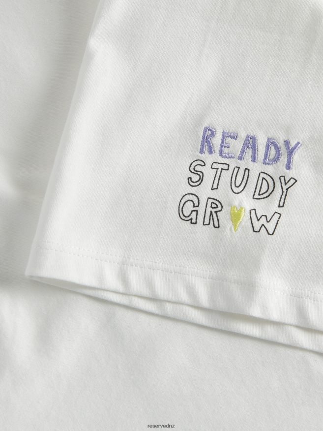 Reserved Girls T-Shirt With Slogans P6H08T1780 Apparel Cream