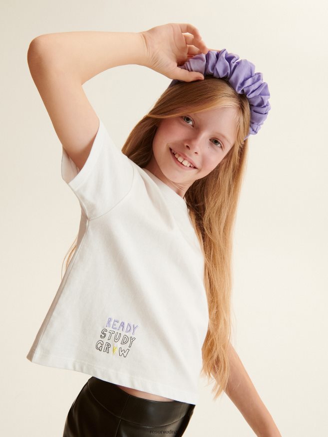 Reserved Girls T-Shirt With Slogans P6H08T1780 Apparel Cream