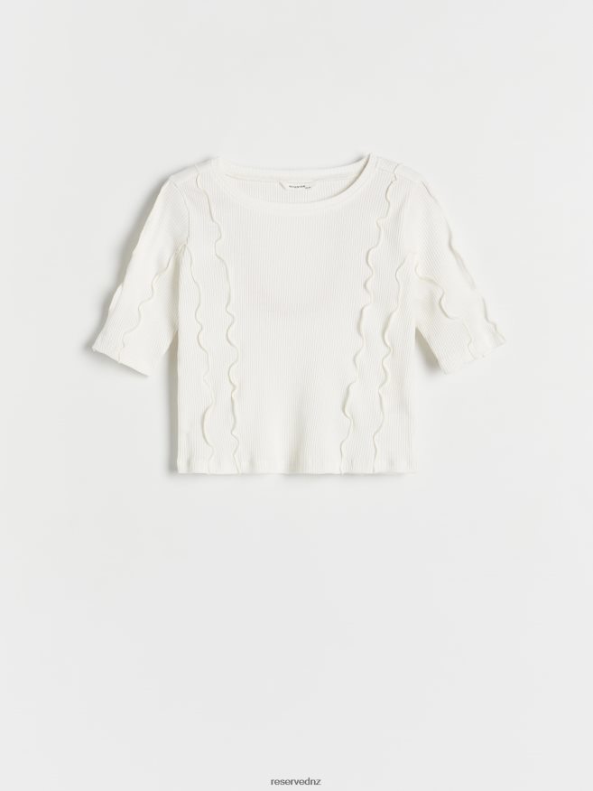 Reserved Girls T-Shirt With Stitching P6H08T1846 Apparel Cream