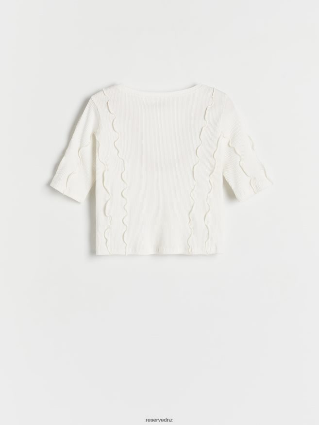 Reserved Girls T-Shirt With Stitching P6H08T1846 Apparel Cream