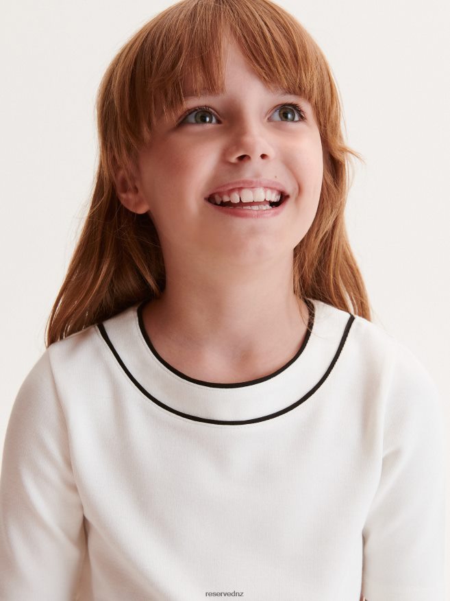 Reserved Girls T-Shirt With Stitching P6H08T2001 Apparel Cream