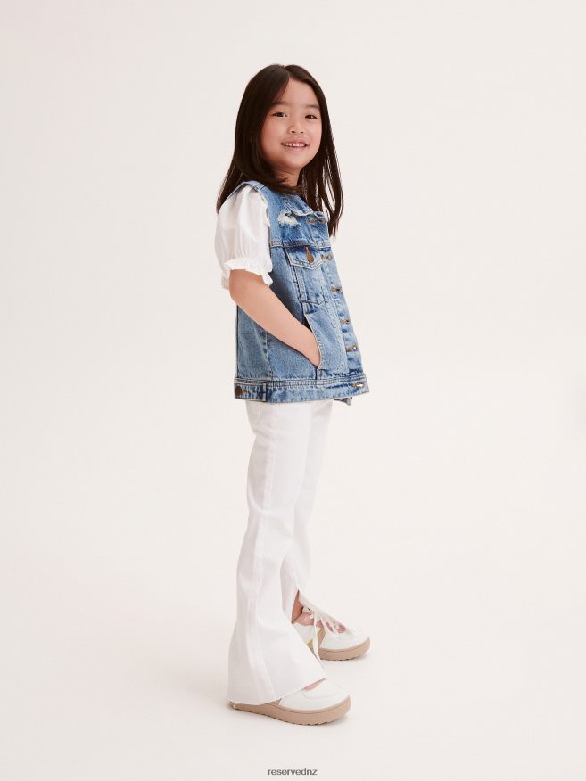 Reserved Girls Distressed Denim Vest P6H08T1890 Apparel Blue