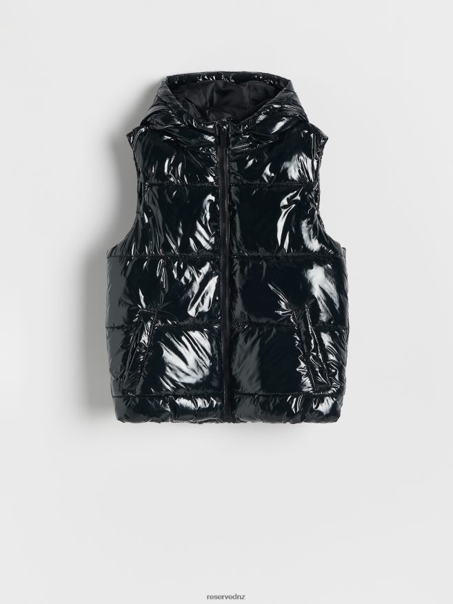 Reserved Girls Quilted Vest With Hood P6H08T1783 Apparel Black