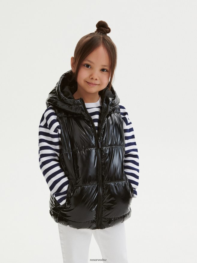 Reserved Girls Quilted Vest With Hood P6H08T1783 Apparel Black