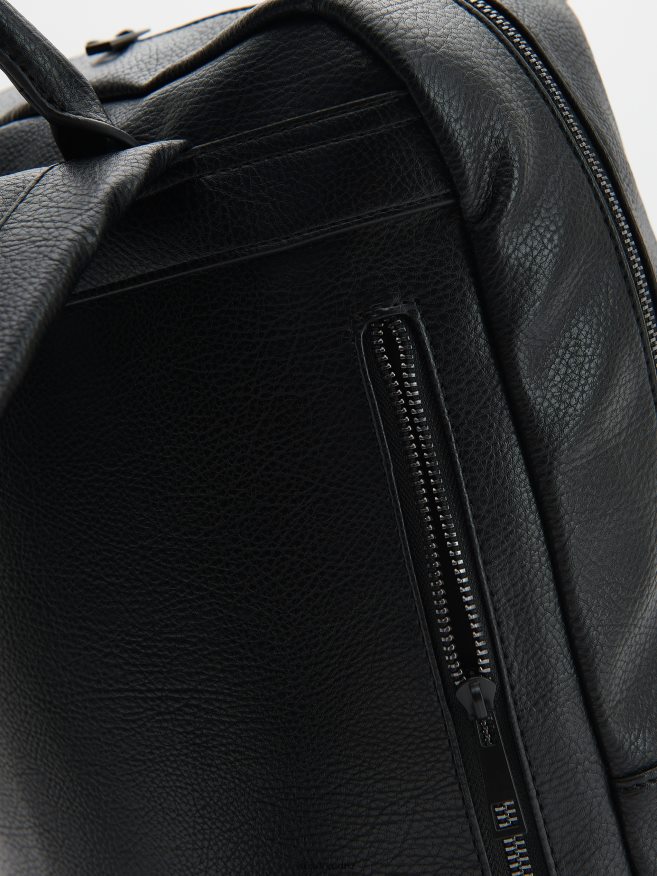 Reserved Men Faux Leather Backpack P6H08T1680 Accessory Black