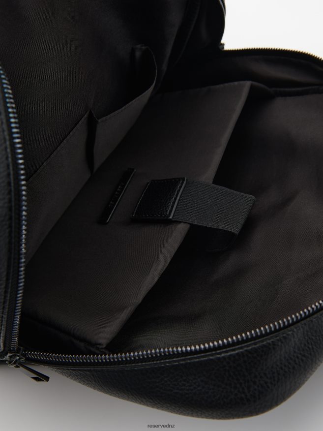 Reserved Men Faux Leather Backpack P6H08T1680 Accessory Black