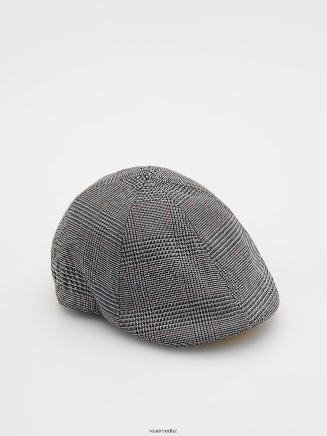 Reserved Men Dogtooth Print Flat Cap P6H08T1666 Accessory Multicolor