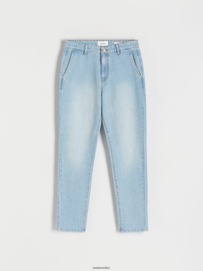 Reserved Men Chino Carrot Jeans With Wash Effect P6H08T1570 Apparel Blue