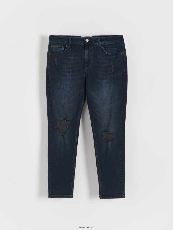 Reserved Men Ripped Leg Carrot Jeans P6H08T1580 Apparel Navy