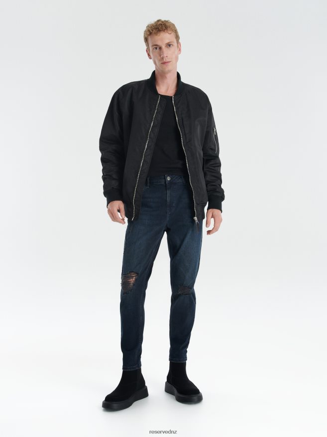 Reserved Men Ripped Leg Carrot Jeans P6H08T1580 Apparel Navy