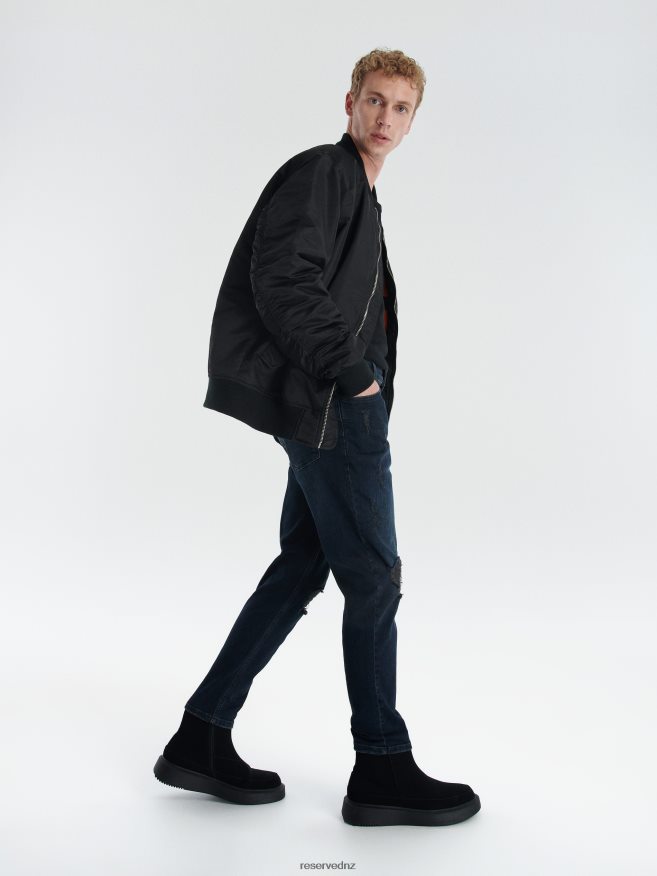 Reserved Men Ripped Leg Carrot Jeans P6H08T1580 Apparel Navy