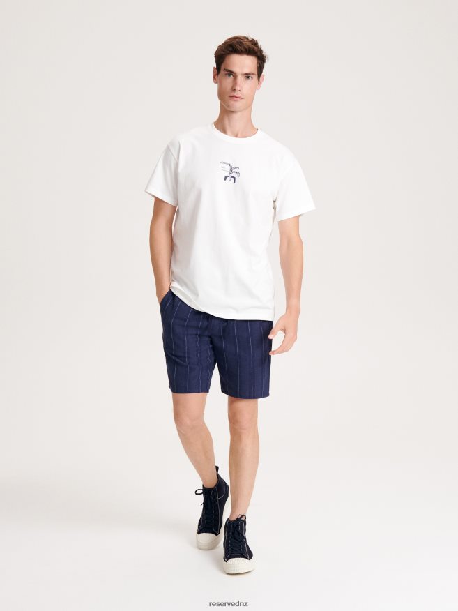 Reserved Men Cotton Jogger Shorts P6H08T1413 Apparel Navy