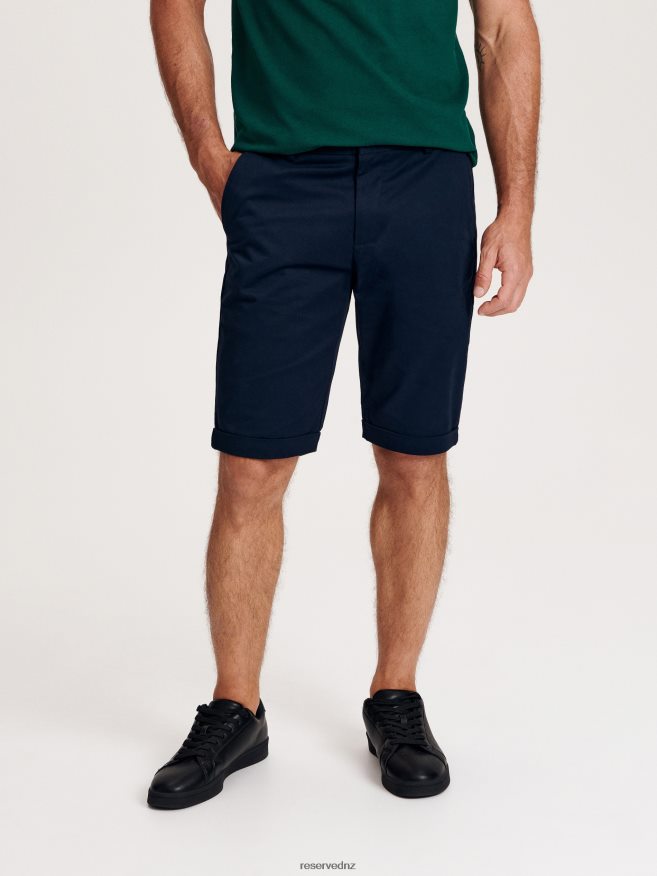 Reserved Men Cotton Rich Slim Shorts P6H08T1414 Apparel Navy