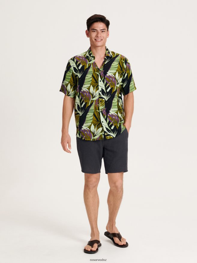 Reserved Men Linen Rich Chino Shorts P6H08T1417 Apparel Dark Grey