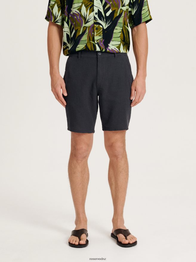 Reserved Men Linen Rich Chino Shorts P6H08T1417 Apparel Dark Grey