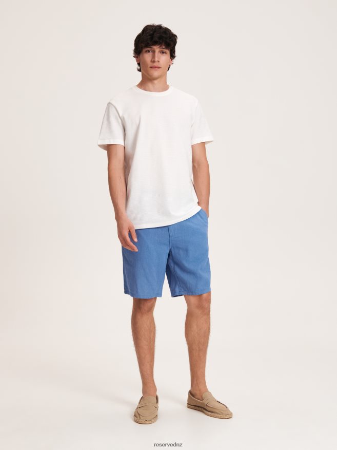 Reserved Men Linen Rich Chino Shorts P6H08T1441 Apparel Blue