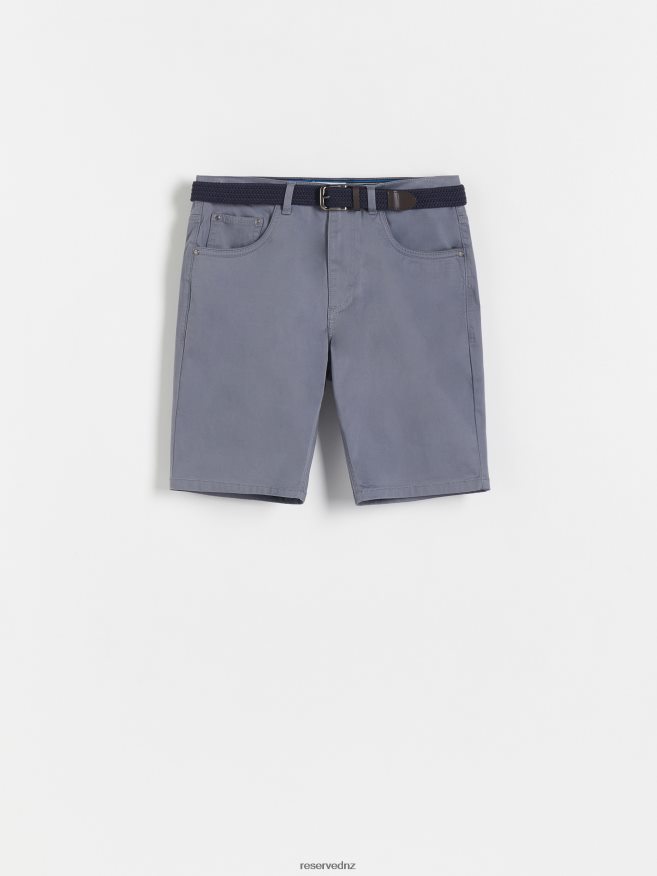 Reserved Men Regular Carrot Shorts With Belt P6H08T1457 Apparel Steel Blue