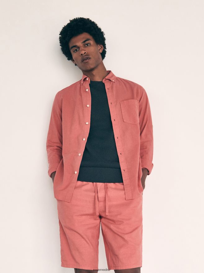 Reserved Men Regular Linen Blend Shorts P6H08T1449 Apparel Coral