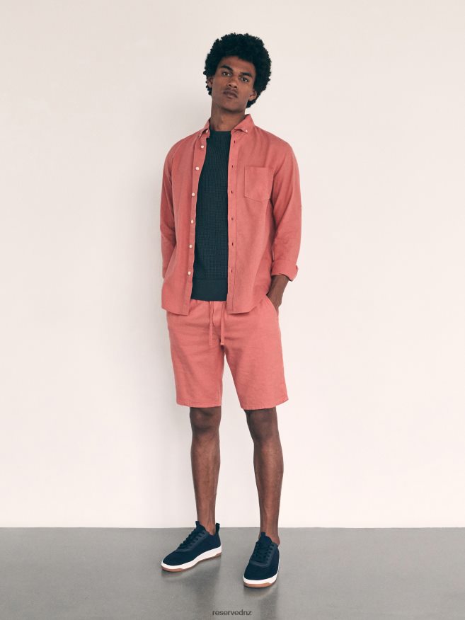 Reserved Men Regular Linen Blend Shorts P6H08T1449 Apparel Coral
