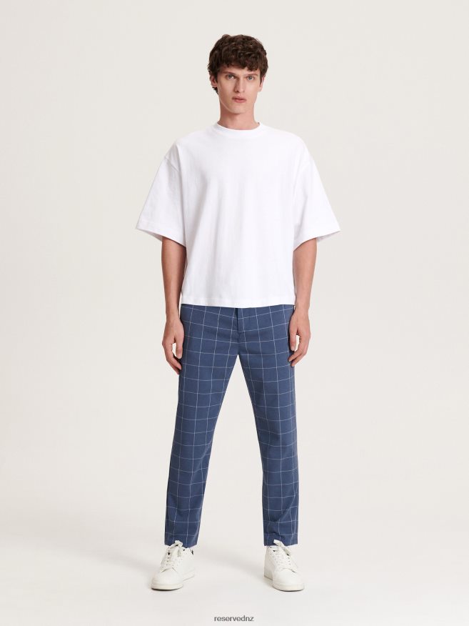 Reserved Men Carrot Slim Trousers P6H08T1087 Apparel Blue